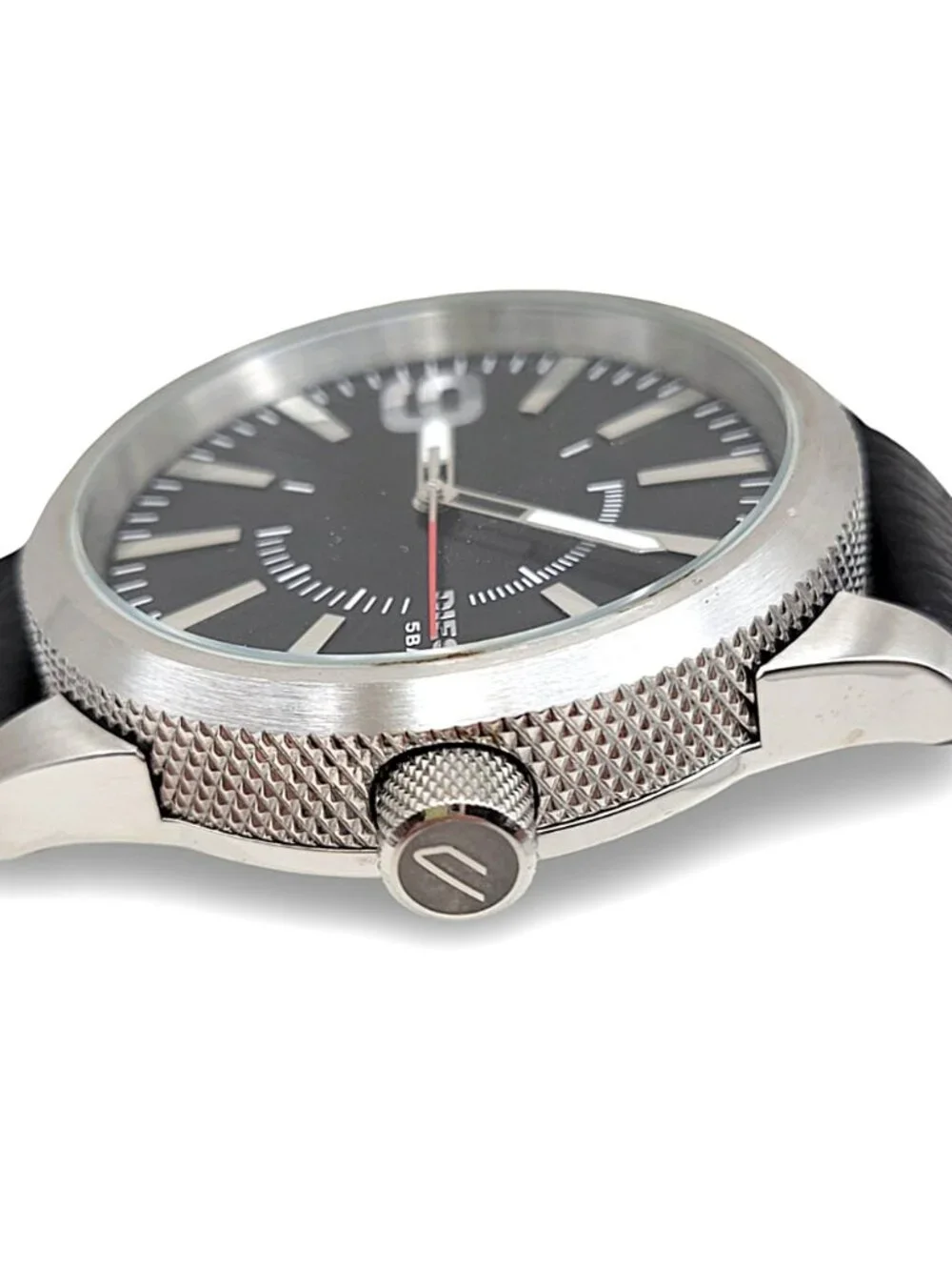 Diesel Rasp DZ1766 Men’s Black Leather Oversized Watch
